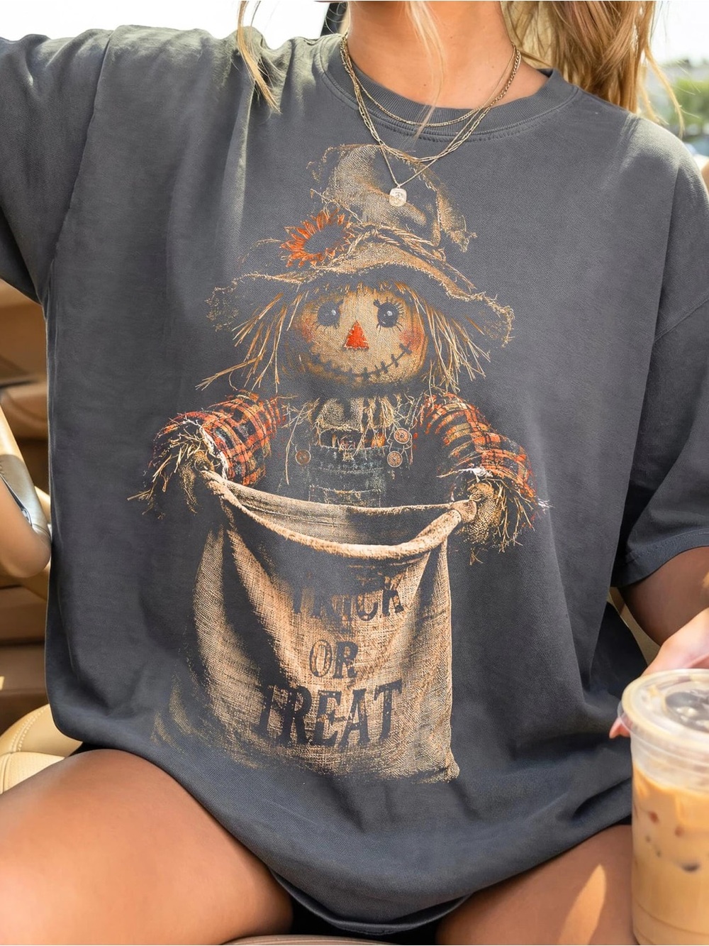 Comfort Colors Gray Scarecrow Graphic Short Sleeve Tee